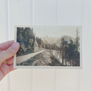 1930 back hills needles road postcard